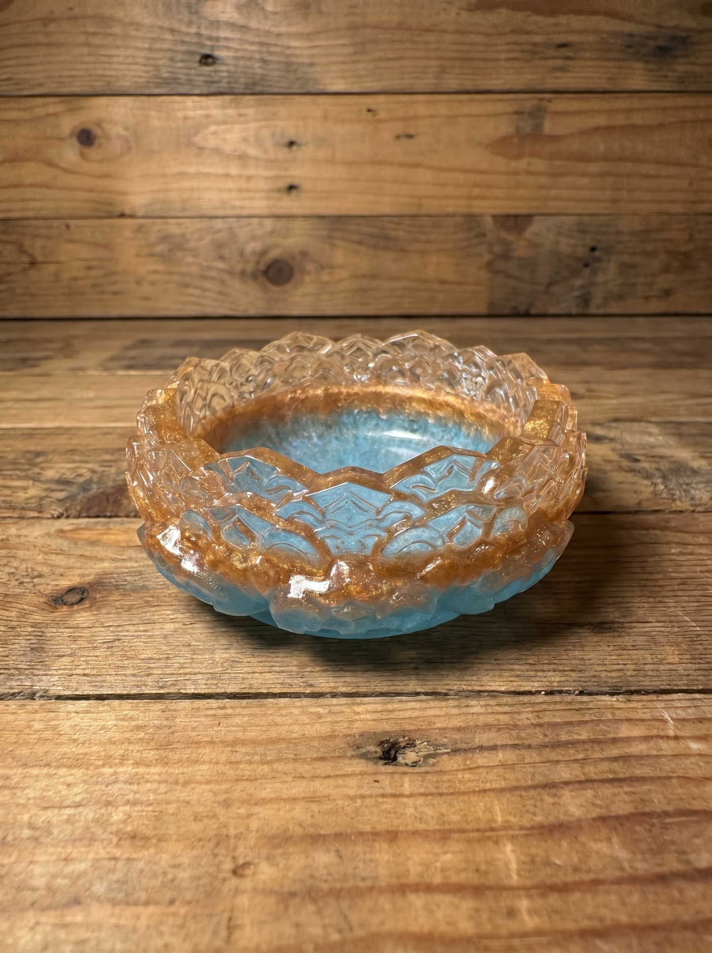 Resin Trinket Tray – Turquoise, Bronze, & Clear